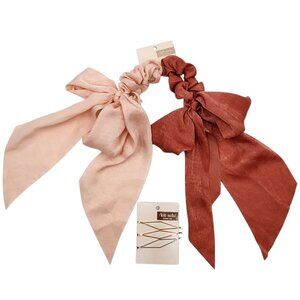 Kitsch Long Diamond 3‎ Pcs Bobby Pins and 2 Pcs Scrunchie Bundle Multicolor